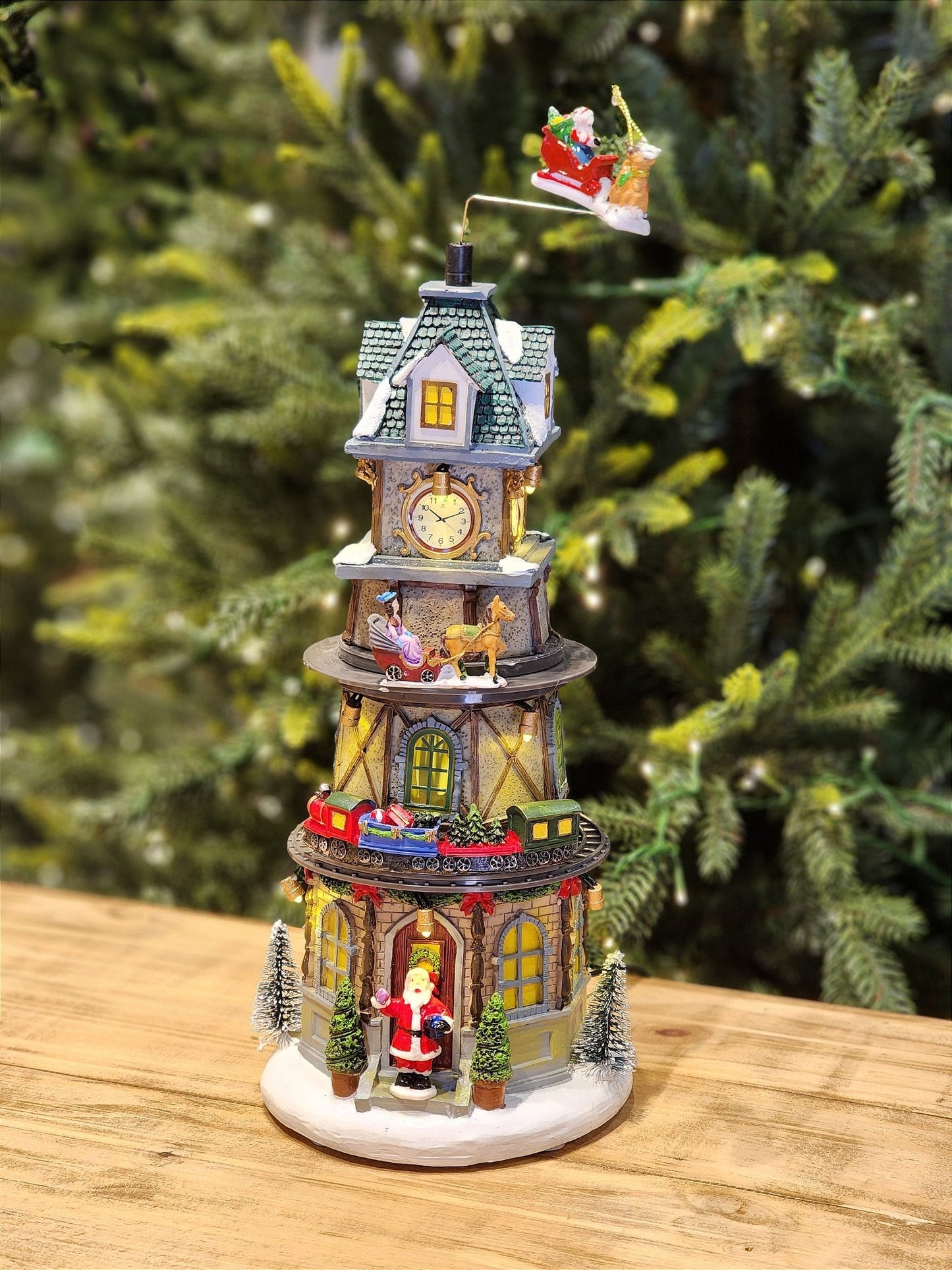 CENÁRIO VILA NATALINA TORRE COM RELÓGIO 37CM