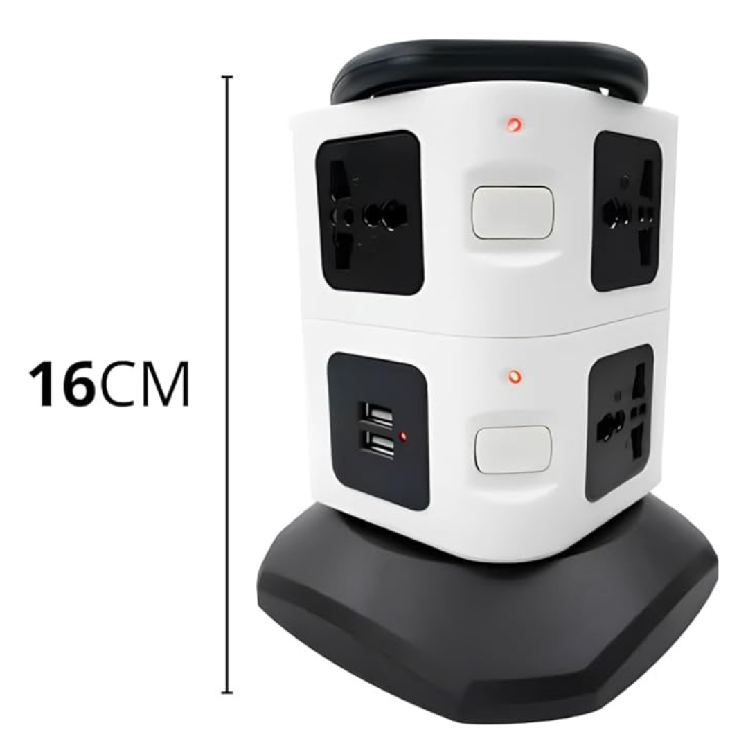Torre de 2 ANDARES - Tomadas Elétrica com 7 Entradas Universais + 2 Portas USB