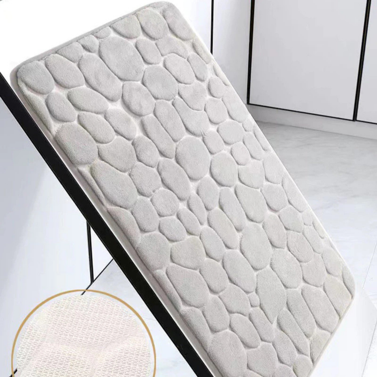 Tapete de Banheiro em Relevo 3D Paralelepípedos – Cinza ou Preto BM-F1212